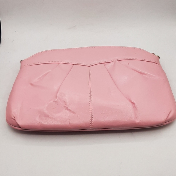 Vintage Pink Pleather Clutch Shoulder Bag Purse Sears Inside Pocket - Picture 2 of 8